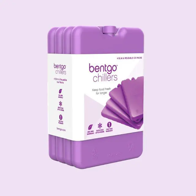 Alt view image 7 of 7 - Chillers Ice Packs: Slim, Reusable Quick-Freeze Cooling Design Keeps Food Fresh in Lunch Boxes, Bags, & Coolers for Work, College, Camping, & More; Easy to Clean & Chills Fast; 4-Pack (Purple)