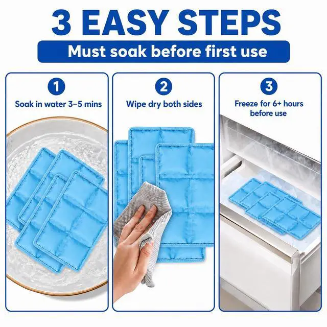 Alt view image 2 of 7 - 4Pcs Reusable UltraThin Ice Packs for Lunch Boxes & Cooler, 6"x4"x0.7" Leakproof Foldable Cooling Packs, SpaceSaving Cold Packs for Food Storage, Picnic (Light Blue)