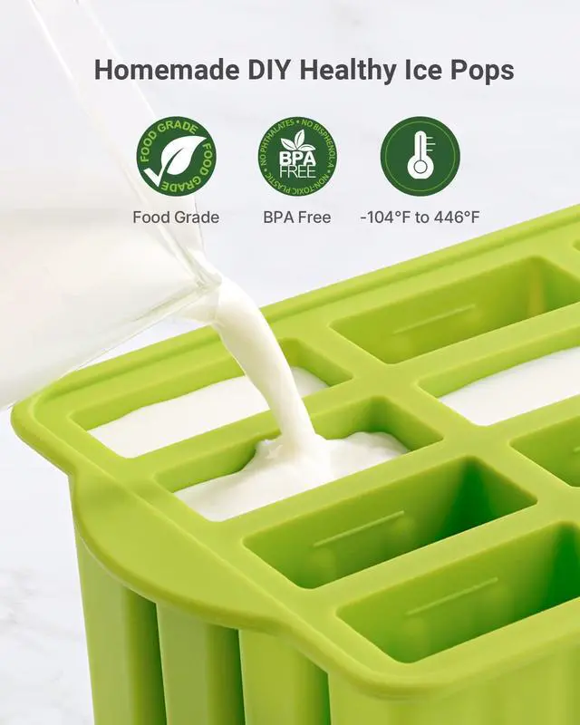 Alt view image 2 of 6 - Popsicles Molds, 12 Pieces Silicone Popsicle Molds Easy-Release BPA-free Popsicle Maker Molds Ice Pop Molds Homemade Popsicle Ice Pop Maker with 50PCS Popsicle Sticks+Cleaning Brush