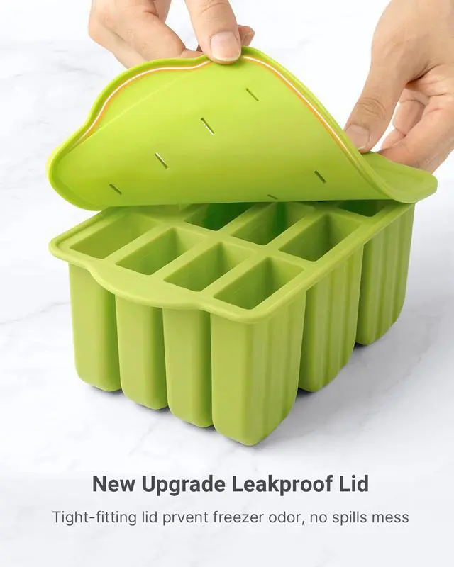 Alt view image 6 of 6 - Popsicles Molds, 12 Pieces Silicone Popsicle Molds Easy-Release BPA-free Popsicle Maker Molds Ice Pop Molds Homemade Popsicle Ice Pop Maker with 50PCS Popsicle Sticks+Cleaning Brush