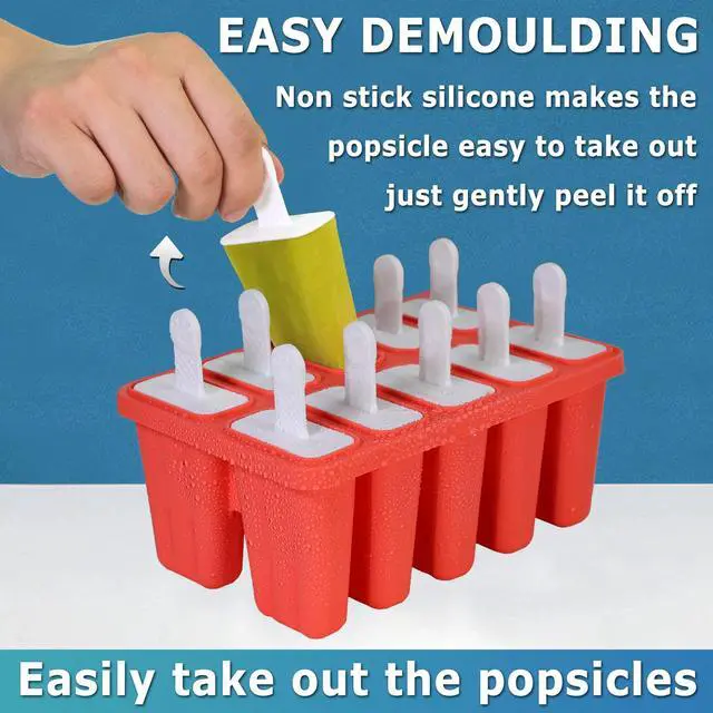 Alt view image 3 of 7 - Silicone Popsicle Molds 10-cavity, DIY Ice Pop Mold for Kids Adult Teens, BPA Free Ice Cream Molds for Party Yogurt Juice Smoothies Sticks