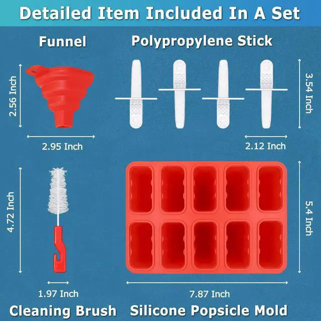 Alt view image 7 of 7 - Silicone Popsicle Molds 10-cavity, DIY Ice Pop Mold for Kids Adult Teens, BPA Free Ice Cream Molds for Party Yogurt Juice Smoothies Sticks