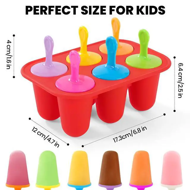 Alt view image 3 of 7 - Silicone Popsicles Molds, BPA-Free Small Popsicle Mold for Kids, Toddler & Baby, Reusable Popsicle Molds, Mini Ice Pop Molds with Colorful Sticks, Ice Cream Molds, Homemade Ice Cream Molds(Red)