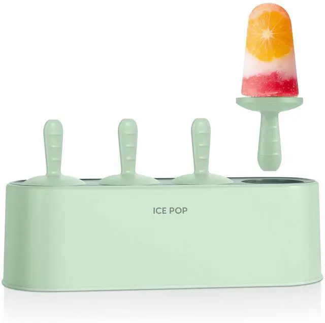 Main image of Popsicle Mold Set 4 Pieces Homemade Silicone Popsicle Maker Easy Release Ice Cream Molds Reusable DIY Pop Molds (Green, IcyClassic Pops)