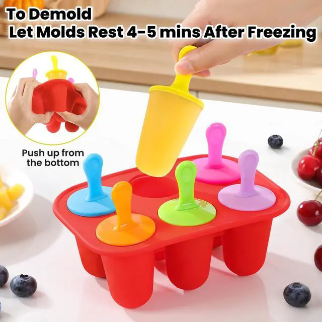 Alt view image 5 of 7 - Silicone Popsicles Molds, BPA-Free Small Popsicle Mold for Kids, Toddler & Baby, Reusable Popsicle Molds, Mini Ice Pop Molds with Colorful Sticks, Ice Cream Molds, Homemade Ice Cream Molds(Red)