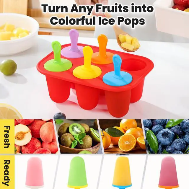 Alt view image 6 of 7 - Silicone Popsicles Molds, BPA-Free Small Popsicle Mold for Kids, Toddler & Baby, Reusable Popsicle Molds, Mini Ice Pop Molds with Colorful Sticks, Ice Cream Molds, Homemade Ice Cream Molds(Red)
