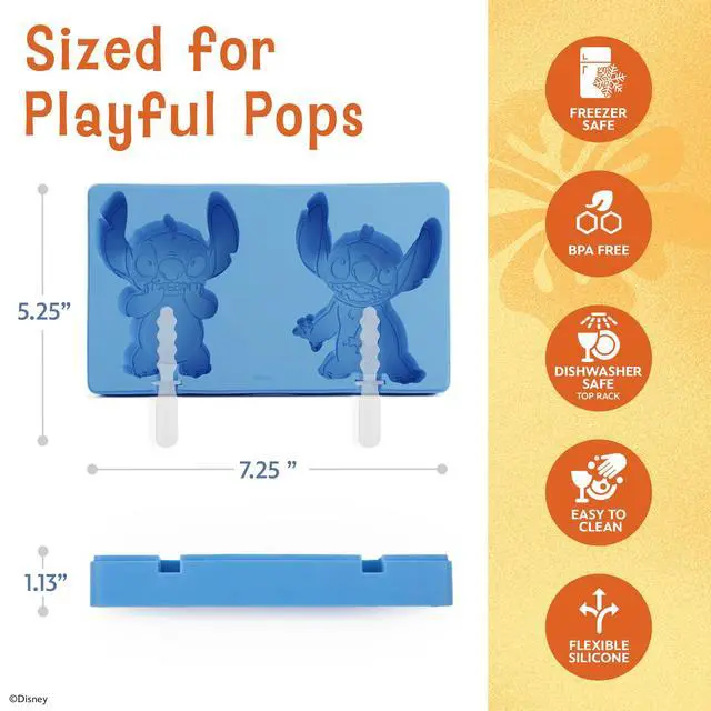 Alt view image 5 of 6 - Disney Silicone Popsicle Molds with Lid Compact BPA-Free Popsicle Maker Featuring Stitch, Flexible Ice Pop & Ice Cream Molds with Sticks, Dishwasher Safe, 2 Mold Set for Homemade Frozen Treats