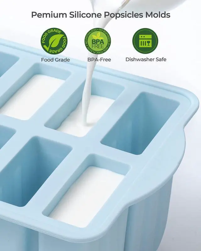 Alt view image 3 of 7 - 10 Cavity Large Silicone Popsicle Molds with Silicone Popsicle Holders/Popsicle Drip Catcher, MEETRUE Popsicles Molds Silicone BPA-Free Popsicle Maker Mold Ice Pop Mold, with 50Pcs Popsicle Sticks
