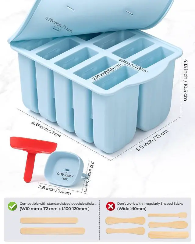 Alt view image 6 of 7 - 10 Cavity Large Silicone Popsicle Molds with Silicone Popsicle Holders/Popsicle Drip Catcher, MEETRUE Popsicles Molds Silicone BPA-Free Popsicle Maker Mold Ice Pop Mold, with 50Pcs Popsicle Sticks