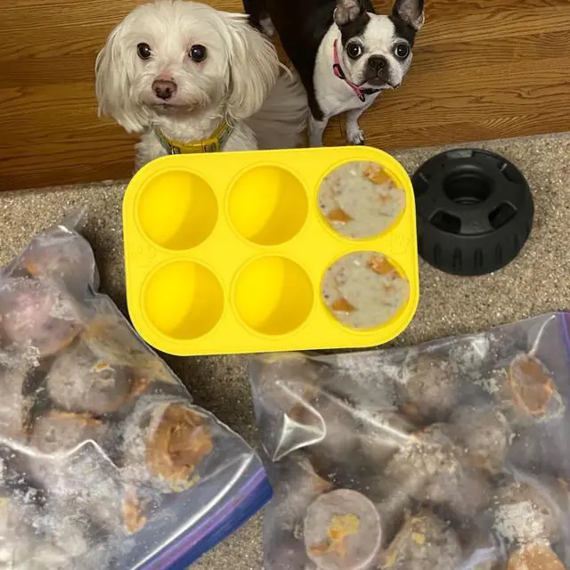 Alt view image 3 of 5 - 6 Cavities Silicone Dog Treat Molds for Woof Pupsicle & Power Chewer Pupsicle Large 25-75lbs, Reusable Frozen Dog Treat Molds for Making Puppy Favorite Freeze Refill Ice Popsicle Treats (L)
