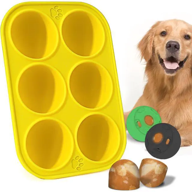 Main image of 6 Cavities Silicone Dog Treat Molds for Woof Pupsicle & Power Chewer Pupsicle Large 25-75lbs, Reusable Frozen Dog Treat Molds for Making Puppy Favorite Freeze Refill Ice Popsicle Treats (L)