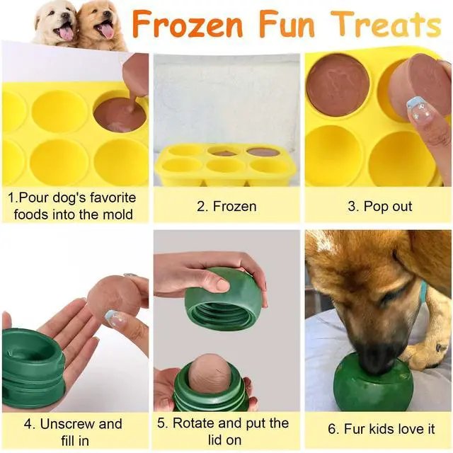 Alt view image 4 of 5 - 6 Cavities Silicone Dog Treat Molds for Woof Pupsicle & Power Chewer Pupsicle Large 25-75lbs, Reusable Frozen Dog Treat Molds for Making Puppy Favorite Freeze Refill Ice Popsicle Treats (L)