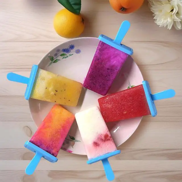 Alt view image 3 of 6 - 12 Cavities Popsicles Molds, BPA-Free Popsicle Molds with Built-in Popsicle Stick, DIY Popsicle Molds with Cleaning Brush and Funnel