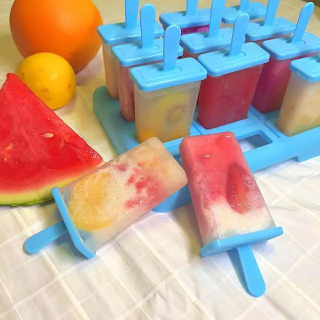 Alt view image 4 of 6 - 12 Cavities Popsicles Molds, BPA-Free Popsicle Molds with Built-in Popsicle Stick, DIY Popsicle Molds with Cleaning Brush and Funnel