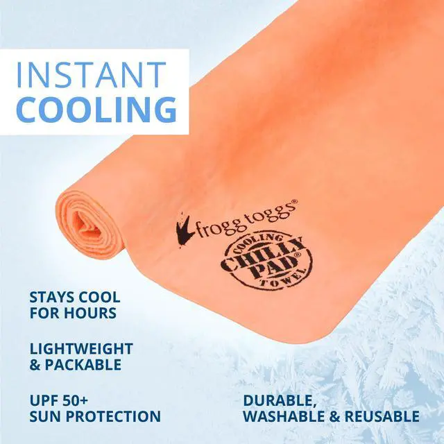 Alt view image 3 of 7 - Chilly Pad, Instant Cooling Towel, long lasting, reusable, Sports and Outdoors Neck Towel 33x13, Hivis Orange