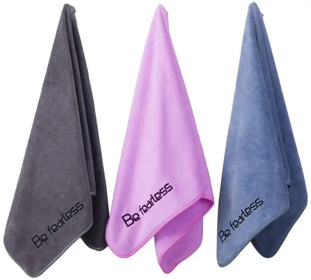 Main image of Microfiber Gym Towels Bigger Size Super Soft for Exercise Fitness, Sports, Workout, 380-GSM 15-Inch x 31-Inch Quick-Drying Towels (3 Pack, Grey+Blue+Purple)