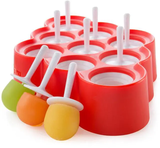Main image of Mini Pop Molds, 9 Miniature Popsicle Molds With Sticks and Drip Guards, Easy-Release BPA-free Silicone