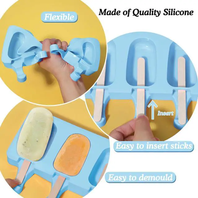 Alt view image 4 of 7 - 2 Pack Popsicles Molds, Silicone Ice Cake Pop Molds Reusable Popsicle Maker Ice Pop Cakesicle Molds with 50 Wooden Sticks & 50 Popsicle Bags for Homemade DIY Popsicles