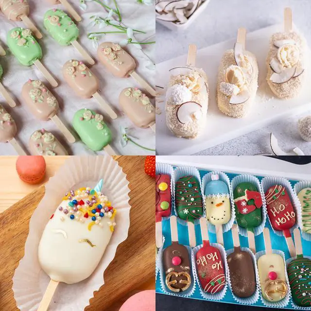Alt view image 6 of 7 - 2 Pack Popsicles Molds, Silicone Ice Cake Pop Molds Reusable Popsicle Maker Ice Pop Cakesicle Molds with 50 Wooden Sticks & 50 Popsicle Bags for Homemade DIY Popsicles