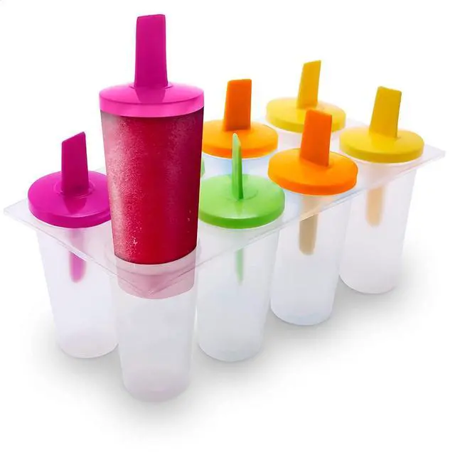 Main image of 8 Pcs Popsicles Molds Round Set - Reusable Popsicle Molds With Sticks, Multi-Servings & Dishwasher-Safe Popsicle Makers for the Freezer - Ice Pop Mold for Berries, Fruits, Yogurt, Juice & Ice Cream