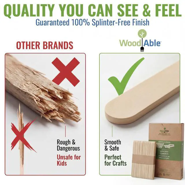 Alt view image 3 of 7 - 300 Pcs Popsicle Craft Sticks Ice Cream Sticks Natural Wood - Waxing Sticks - Eco Friendly - Pop Sticks for DIY Crafts - Popsicle Craft Sticks 4.5 inch Length Treat Sticks Ice - Made in Chile