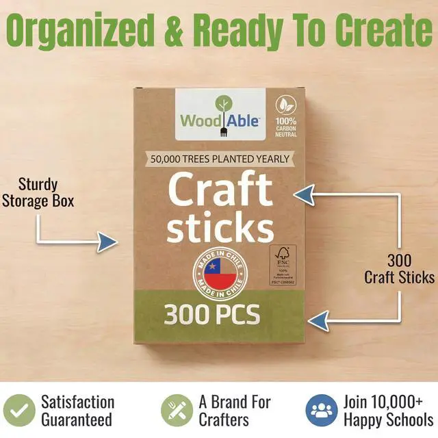 Alt view image 6 of 7 - 300 Pcs Popsicle Craft Sticks Ice Cream Sticks Natural Wood - Waxing Sticks - Eco Friendly - Pop Sticks for DIY Crafts - Popsicle Craft Sticks 4.5 inch Length Treat Sticks Ice - Made in Chile