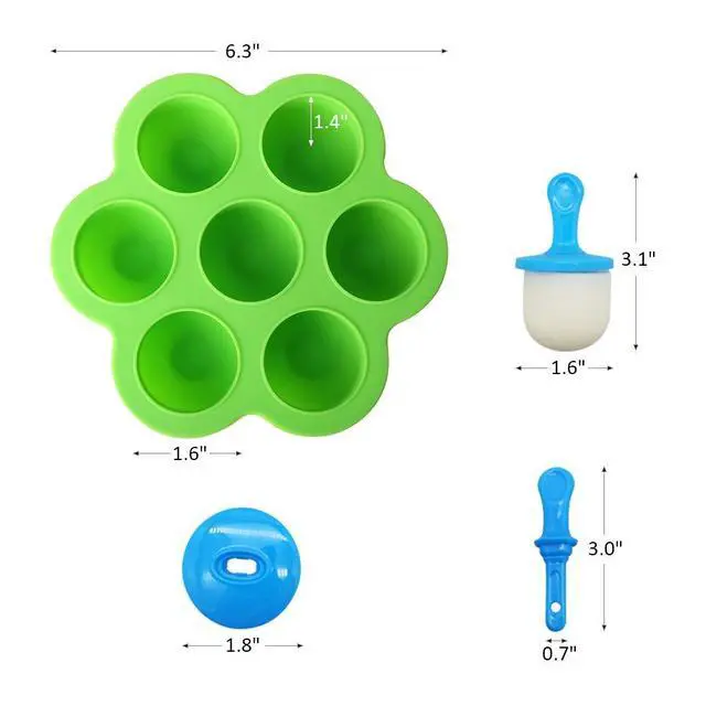 Alt view image 2 of 7 - Mini Silicone Popsicle Mold, 7-cavity DIY Ice Pop Mold with Colorful Plastic Sticks, Popsicle Makers for Egg Bites, Lollipop and Ice Cream Mould, Baby Food Storage Container, Non-Stick Ice Cube Trays