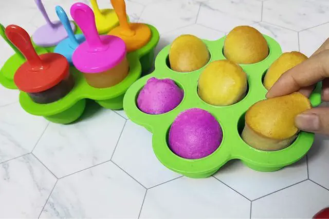 Alt view image 7 of 7 - Mini Silicone Popsicle Mold, 7-cavity DIY Ice Pop Mold with Colorful Plastic Sticks, Popsicle Makers for Egg Bites, Lollipop and Ice Cream Mould, Baby Food Storage Container, Non-Stick Ice Cube Trays