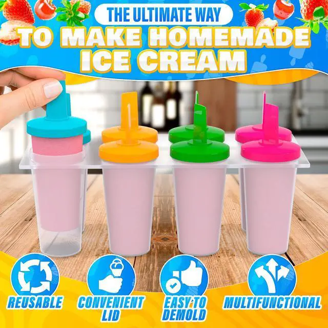 Alt view image 4 of 7 - 8 Pcs Popsicles Molds Round Set - Reusable Popsicle Molds With Sticks, Multi-Servings & Dishwasher-Safe Popsicle Makers for the Freezer - Ice Pop Mold for Berries, Fruits, Yogurt, Juice & Ice Cream