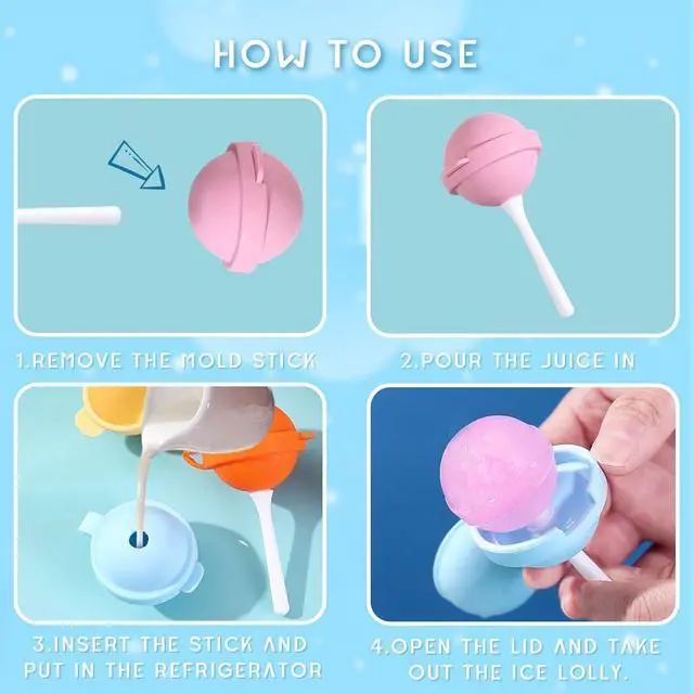 Alt view image 5 of 6 - Silicone Lollipop Ice Cream Maker, Homemade Popsicle Molds, DIY Popsicle Maker for Kids, Lollipop Ice Cream Mold, Reusable Popsicle Molds
