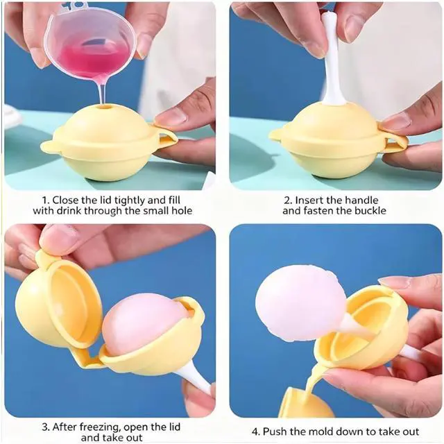 Alt view image 7 of 7 - Silicone Lollipop Ice Cream Maker Molds, 2026 New Funny Lollipop Ice Pop Mold, Colorful DIY Ice Pop Maker for Summer Parties, Creative Sphere Ice Pop Mold for Home (4 Set)