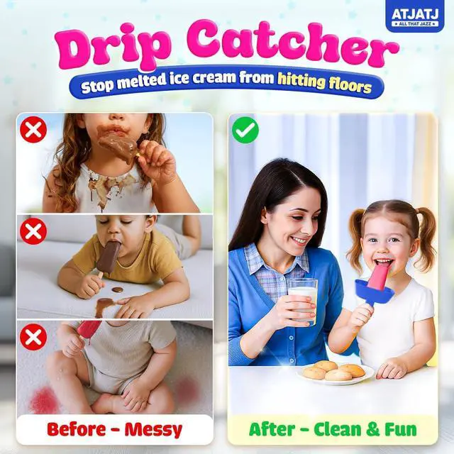 Alt view image 2 of 7 - 5 pcs Drip Free Popsicle Holders for Kids, Reusable Silicone Ice Cream Holder With Straw, Mess Free Popsicle Drip Catcher for Toddlers, Dishwasher Safe BPA Free, Fit Standard Stick Ice Pop (5 Colors)