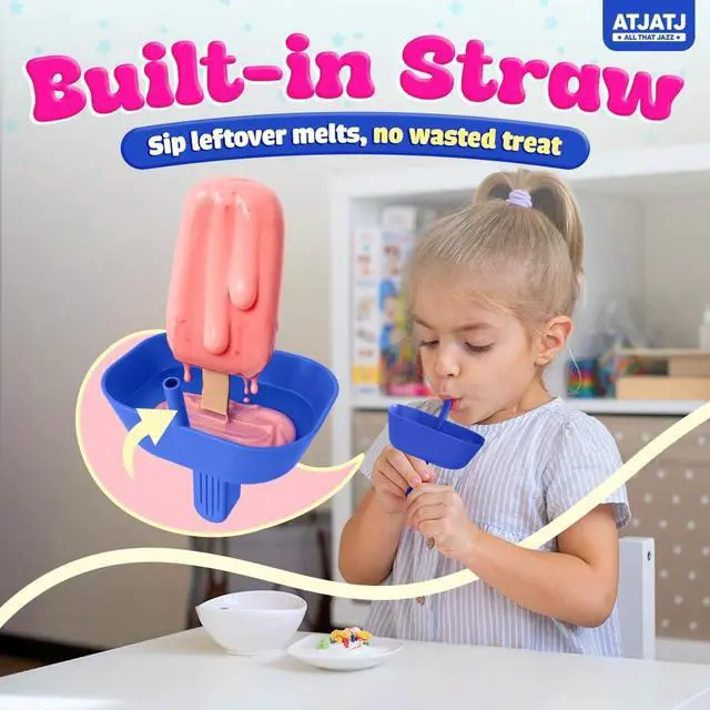 Alt view image 4 of 7 - 5 pcs Drip Free Popsicle Holders for Kids, Reusable Silicone Ice Cream Holder With Straw, Mess Free Popsicle Drip Catcher for Toddlers, Dishwasher Safe BPA Free, Fit Standard Stick Ice Pop (5 Colors)