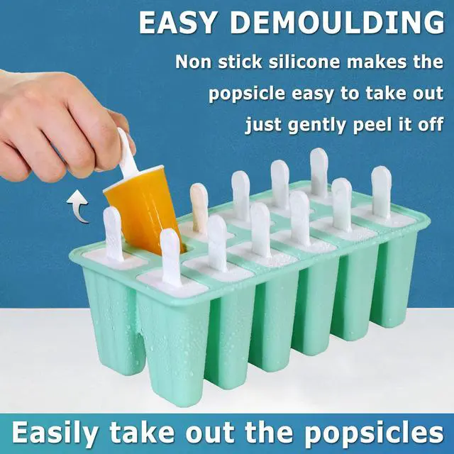 Alt view image 3 of 7 - Silicone Popsicle Molds 12-cavity, DIY Ice Pop Mold for Kids Adult Teens, BPA Free Ice Cream Molds for Party Yogurt Juice Smoothies Sticks