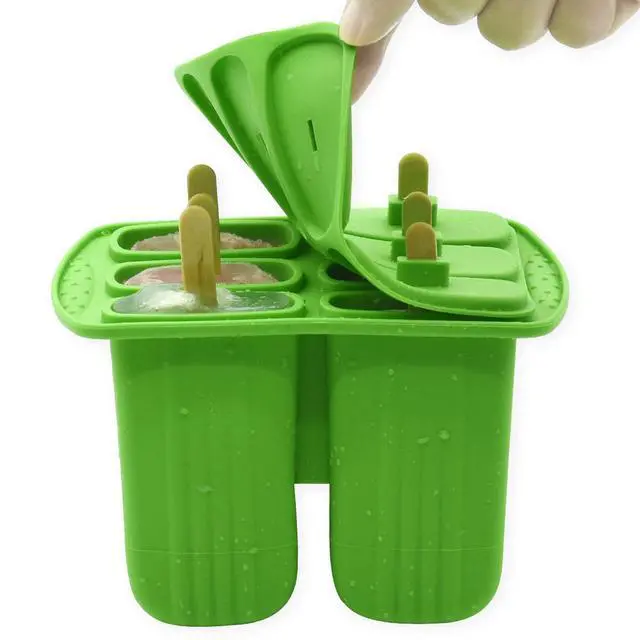 Alt view image 2 of 7 - Popsicle Molds,6 Pieces Popsicles Molds Silicone BPA Free,Homemade Popsicle Maker,Reusable Easy Release Ice Pop Molds for Kids Adults,with 50 Popsicle Sticks and 50 Popsicle Bags(Green)
