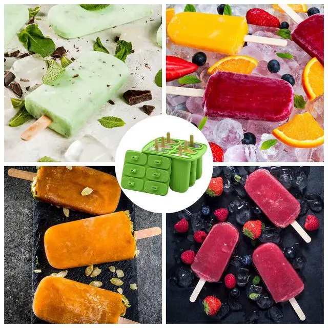 Alt view image 3 of 7 - Popsicle Molds,6 Pieces Popsicles Molds Silicone BPA Free,Homemade Popsicle Maker,Reusable Easy Release Ice Pop Molds for Kids Adults,with 50 Popsicle Sticks and 50 Popsicle Bags(Green)