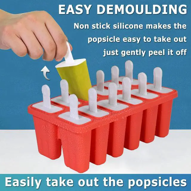 Alt view image 3 of 7 - Silicone Popsicle Molds 12-cavity, DIY Ice Pop Mold for Kids Adult Teens, BPA Free Ice Cream Molds for Party Yogurt Juice Smoothies Sticks
