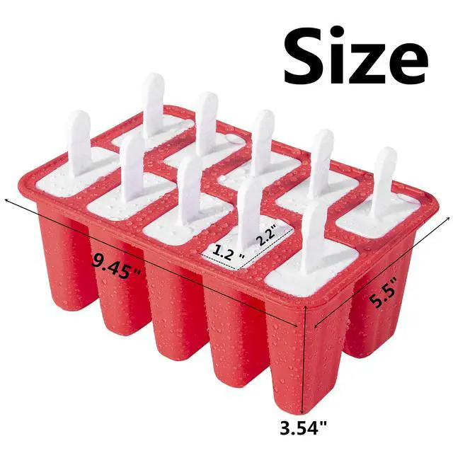 Alt view image 2 of 7 - Popsicle MoldsPopsicle Mold 10 Pieces Popsicle Molds Silicone BPA Free Ice Pop Mold Easy Release (10 Cavities, Red)