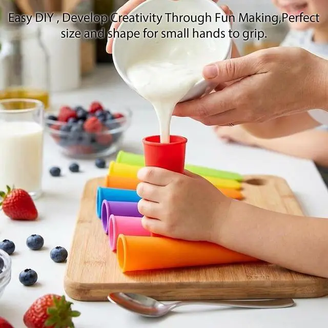 Alt view image 2 of 7 - 8 PCS Silicone Popsicle Molds - Reusable Popsicle Maker with Lids,Leak Proof Pop Tubes,Food Grade Silicone Freezer Molds for Homemade Ice Pops,Yogurt Tubes,Family Snacks