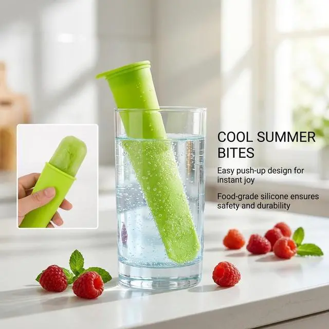 Alt view image 4 of 7 - 8 PCS Silicone Popsicle Molds - Reusable Popsicle Maker with Lids,Leak Proof Pop Tubes,Food Grade Silicone Freezer Molds for Homemade Ice Pops,Yogurt Tubes,Family Snacks