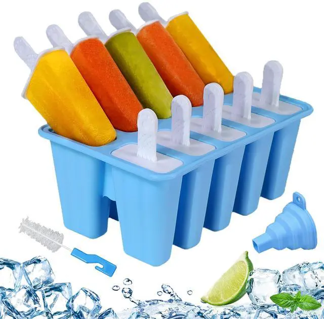 Main image of Silicone Popsicle Molds 10-cavity, DIY Ice Pop Mold for Kids Adult Teens, BPA Free Ice Cream Molds for Party Yogurt Juice Smoothies Sticks