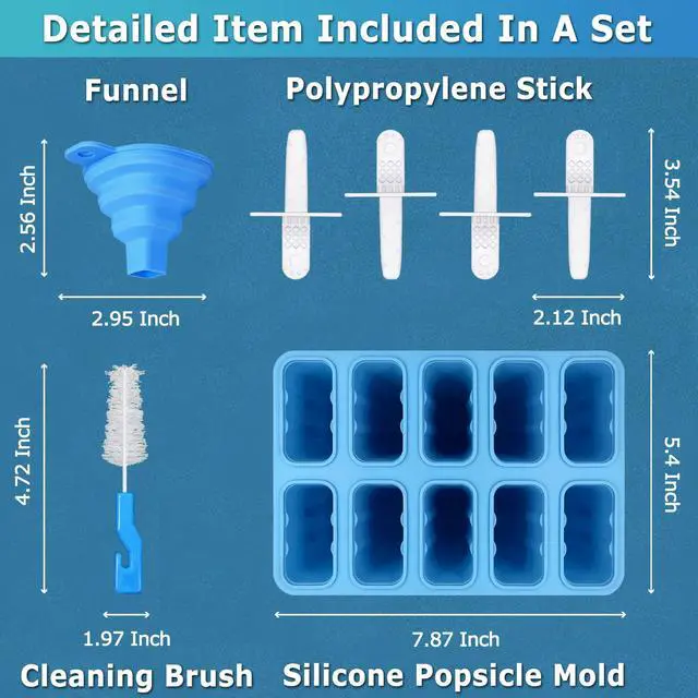 Alt view image 6 of 7 - Silicone Popsicle Molds 10-cavity, DIY Ice Pop Mold for Kids Adult Teens, BPA Free Ice Cream Molds for Party Yogurt Juice Smoothies Sticks