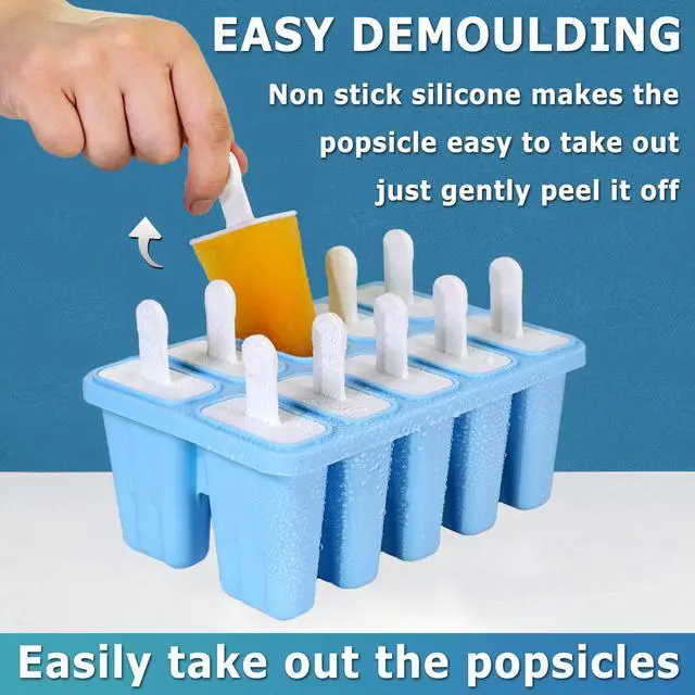 Alt view image 3 of 7 - Silicone Popsicle Molds 10-cavity, DIY Ice Pop Mold for Kids Adult Teens, BPA Free Ice Cream Molds for Party Yogurt Juice Smoothies Sticks