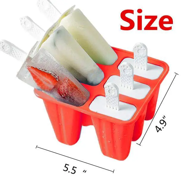 Alt view image 2 of 6 - Popsicle Molds 6 Pieces Silicone Ice Pop Models Popsicle Models Reusable Easy Release Ice Pop Maker (Red)