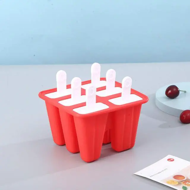 Alt view image 5 of 6 - Popsicle Molds 6 Pieces Silicone Ice Pop Models Popsicle Models Reusable Easy Release Ice Pop Maker (Red)