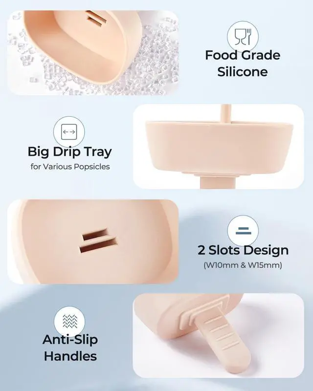Alt view image 4 of 7 - 4Pack Drip-Free Silicone Popsicle Holders, Popsicle Holder with Straw | with 2 Slots Fit Standard & Wide sized sticks Drip Free Popsicle Stick Holder Popsicle Drip Catcher