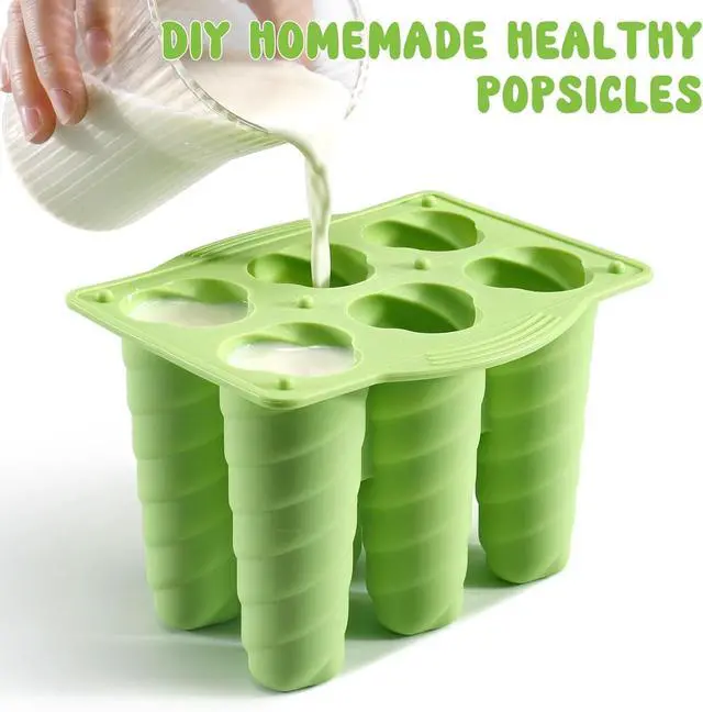 Alt view image 4 of 7 - Popsicles Molds, 6 Cavity Ice Pop Mold with 20pcs Wooden Sticks, Silicone Popsicle Mold, Easy Release Ice Cream Molds, BPA Free Ice Cream Maker for Summer Party, Homemade Popsicles Frozen Dessert