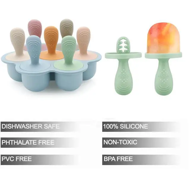 Alt view image 3 of 7 - Silicone Popsicle Molds for Toddlers, Mini Breastmilk & Fruit Juice Freezer Mold with Sticks, 7-Cavity Baby Ice Pop Maker, BPA Free & Easy to Clean