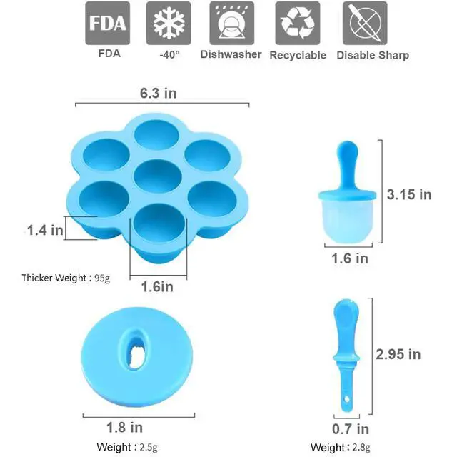 Alt view image 6 of 7 - Silicone Popsicle Molds, Ice Pop Molds, Storage Container for Homemade Food, Kids Ice Cream DIY Pop Molds - BPA Free (Blue)