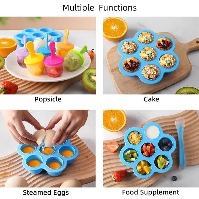 Alt view image 5 of 7 - Silicone Popsicle Molds, Ice Pop Molds, Storage Container for Homemade Food, Kids Ice Cream DIY Pop Molds - BPA Free (Blue)
